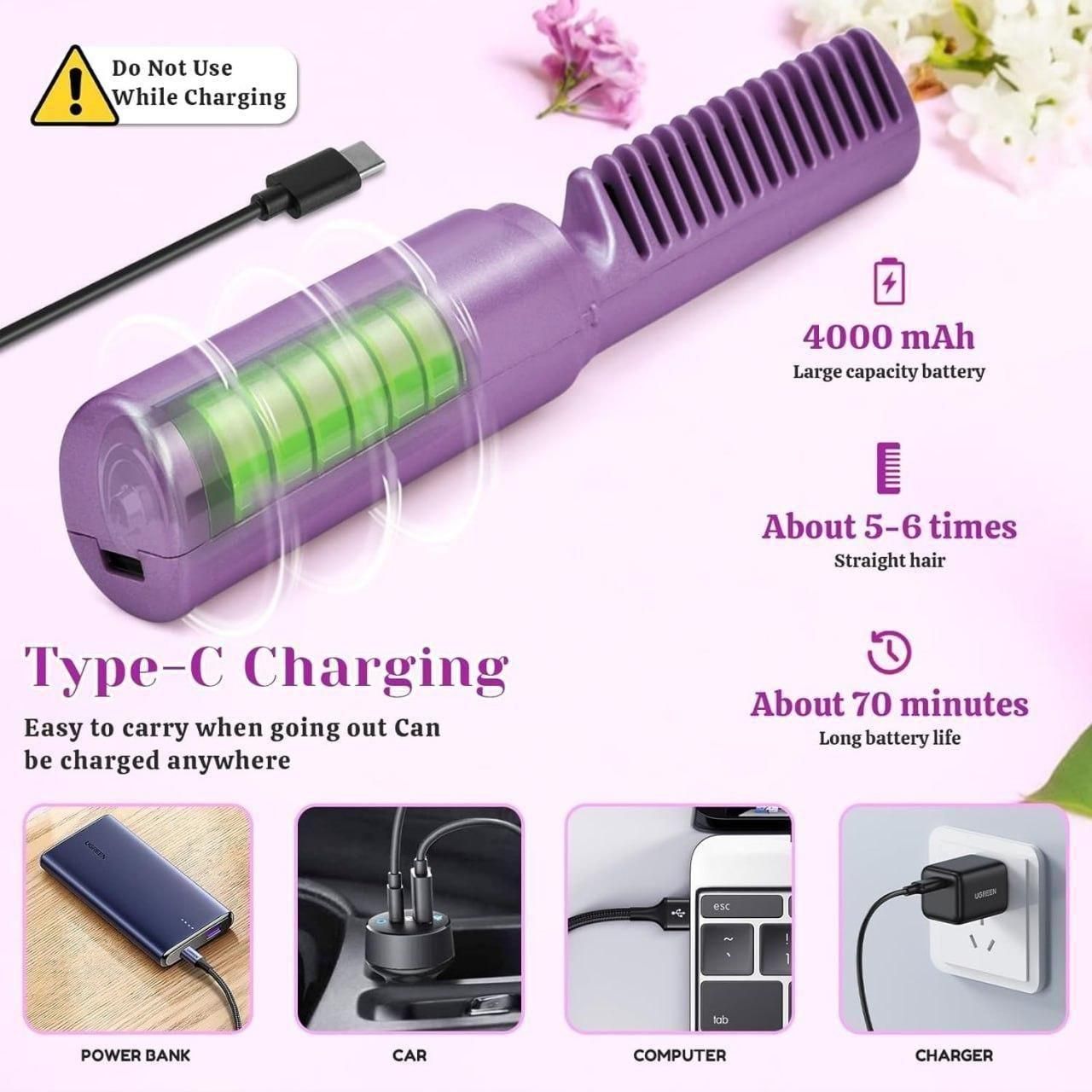 Portable Mini Hair Straightener/Comb 💇‍♀️ ✅