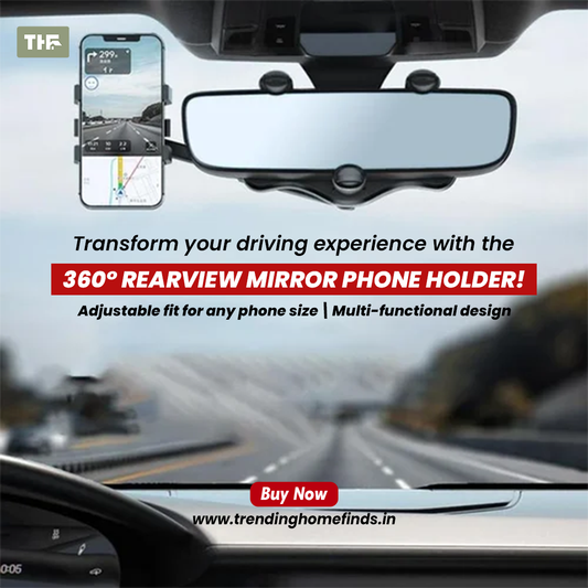 360° Car Rearview Mirror Mount Phone Holder 📱✨